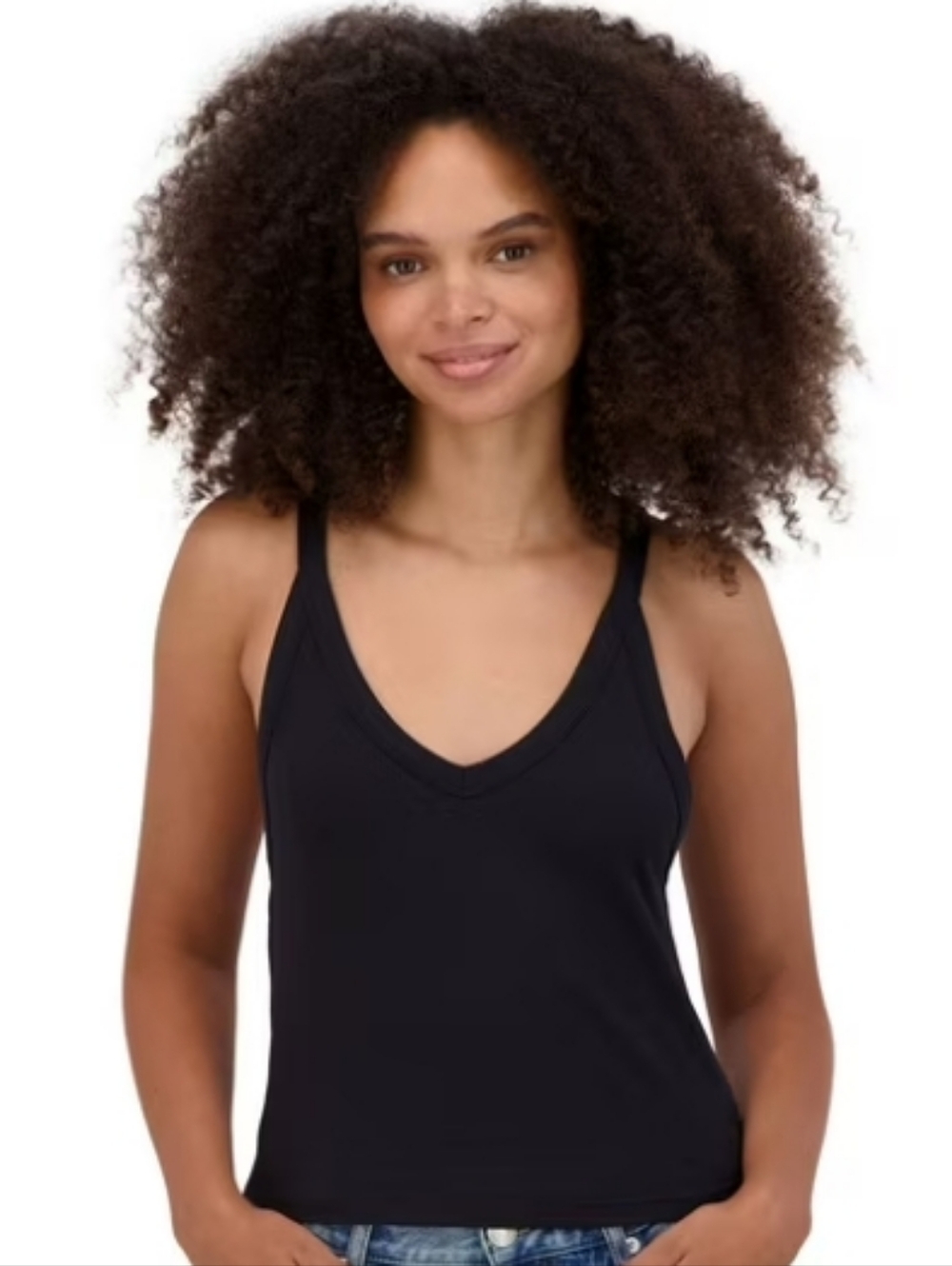 XL Women's Cropped Tank Top Black Ribbed Sleeveless Stretch Cami - A03